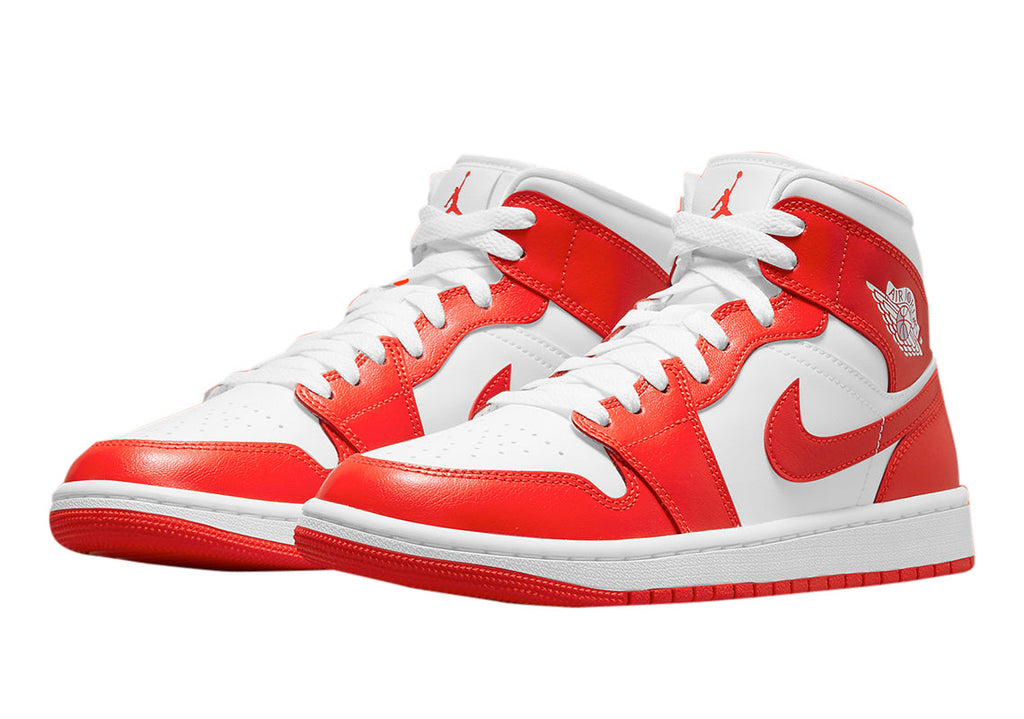 Women's Jordan 1 Mid "Syracuse" White/Habanero Red-White (BQ6472 116)