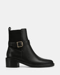 Brandy Black Leather Ankle Boot