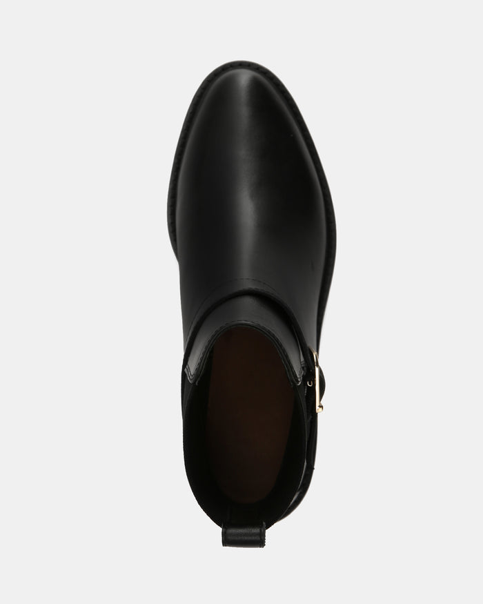 Brandy Black Leather Ankle Boot