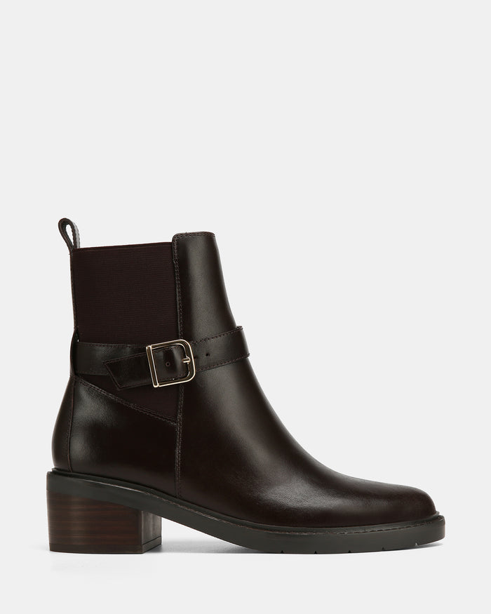 Brandy Dark Brown Leather Ankle Boot