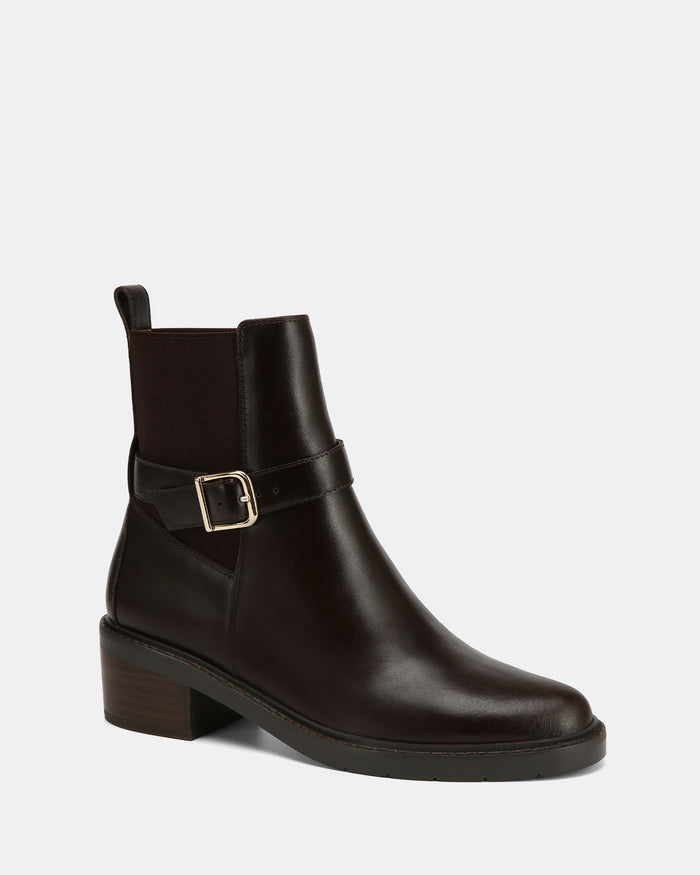 Brandy Dark Brown Leather Ankle Boot