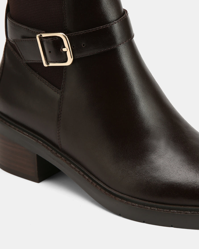 Brandy Dark Brown Leather Ankle Boot