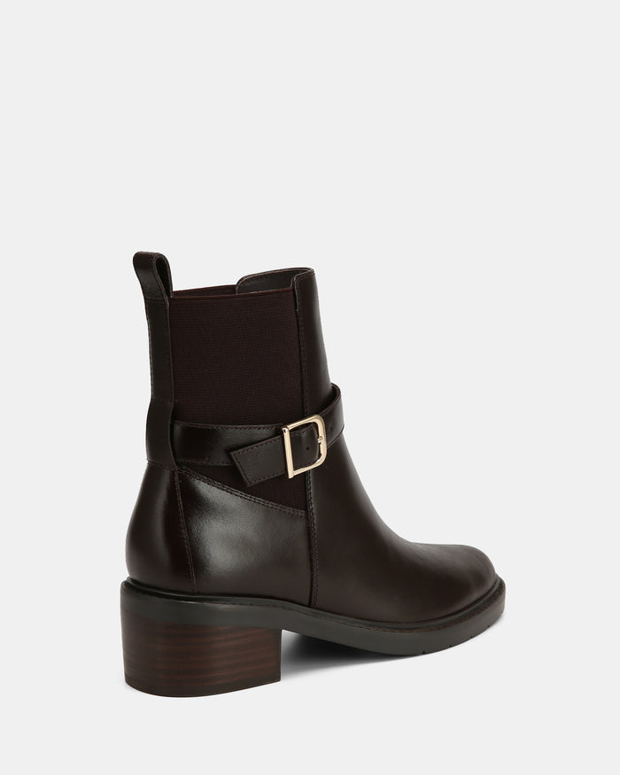 Brandy Dark Brown Leather Ankle Boot