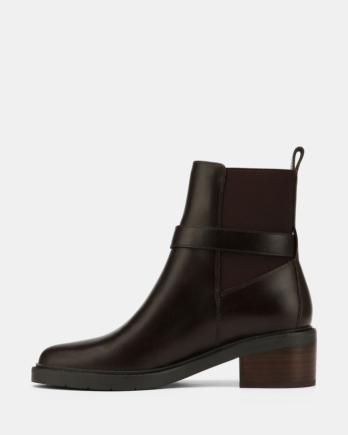 Brandy Dark Brown Leather Ankle Boot