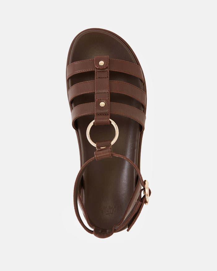 Bruna Tawny Brown Leather Sandal