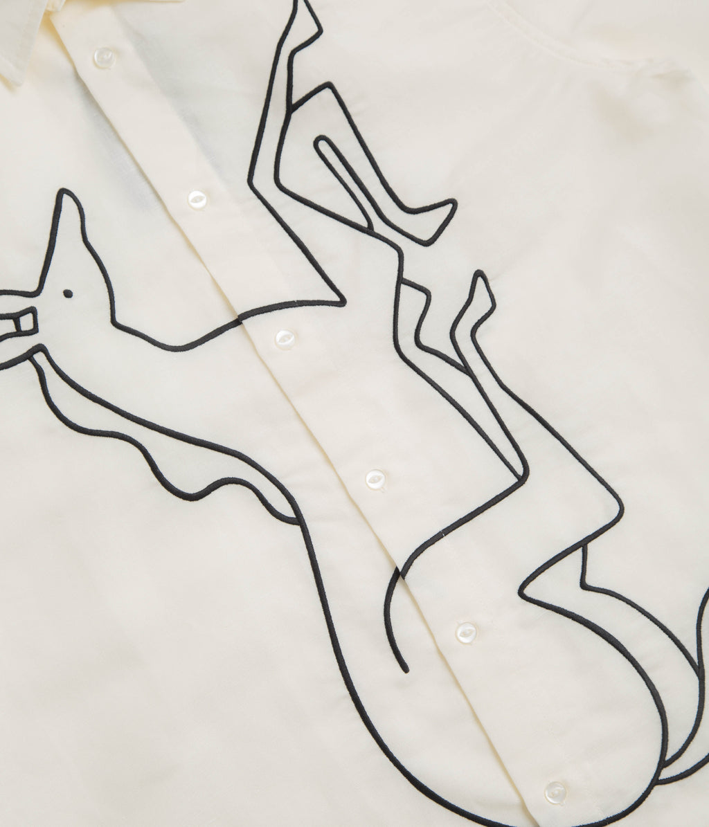 by Parra Vertical Horse Short Sleeve Shirt - Off White