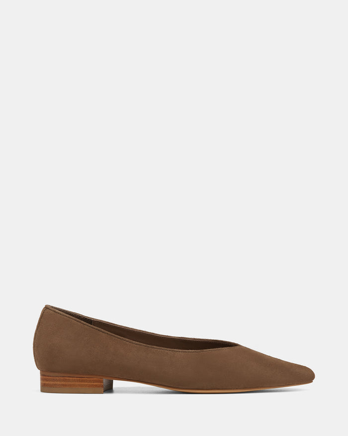 Calio Mocha Brown Suede Leather Ballet Flat