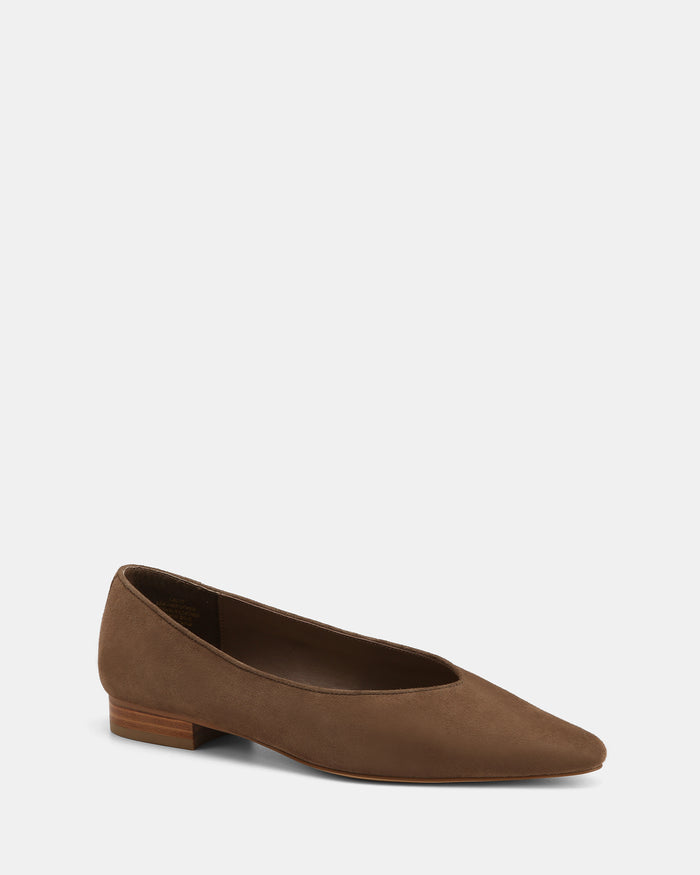 Calio Mocha Brown Suede Leather Ballet Flat