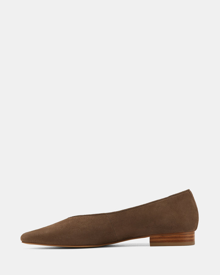 Calio Mocha Brown Suede Leather Ballet Flat