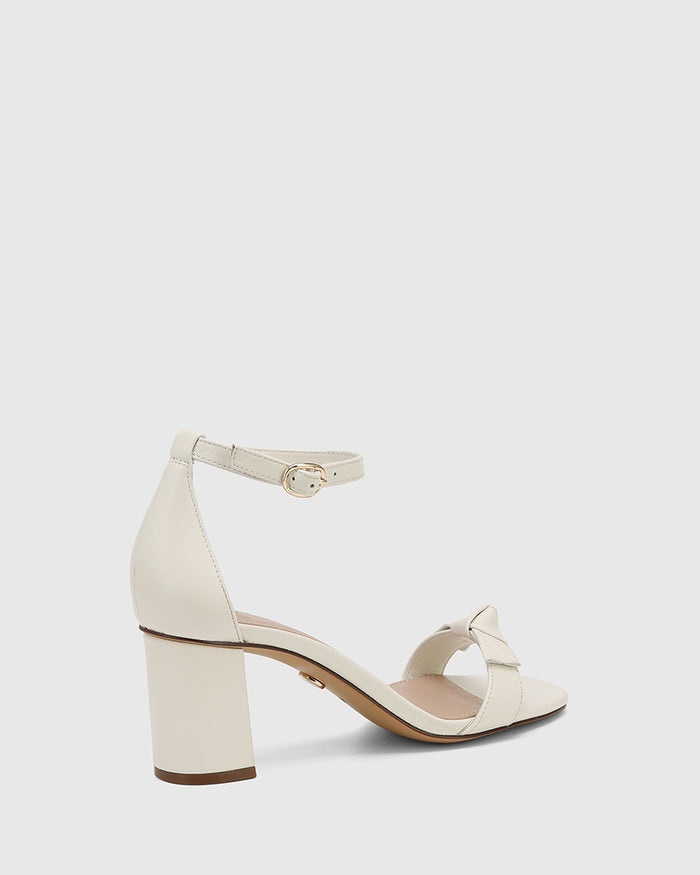 Calliope Off White Leather Block Heel