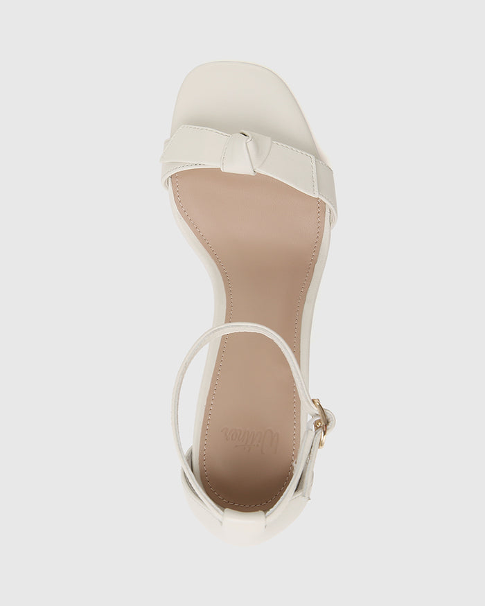 Calliope Off White Leather Block Heel