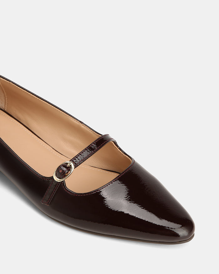 Carina Raisin Patent Leather Pointed Ballet Flat