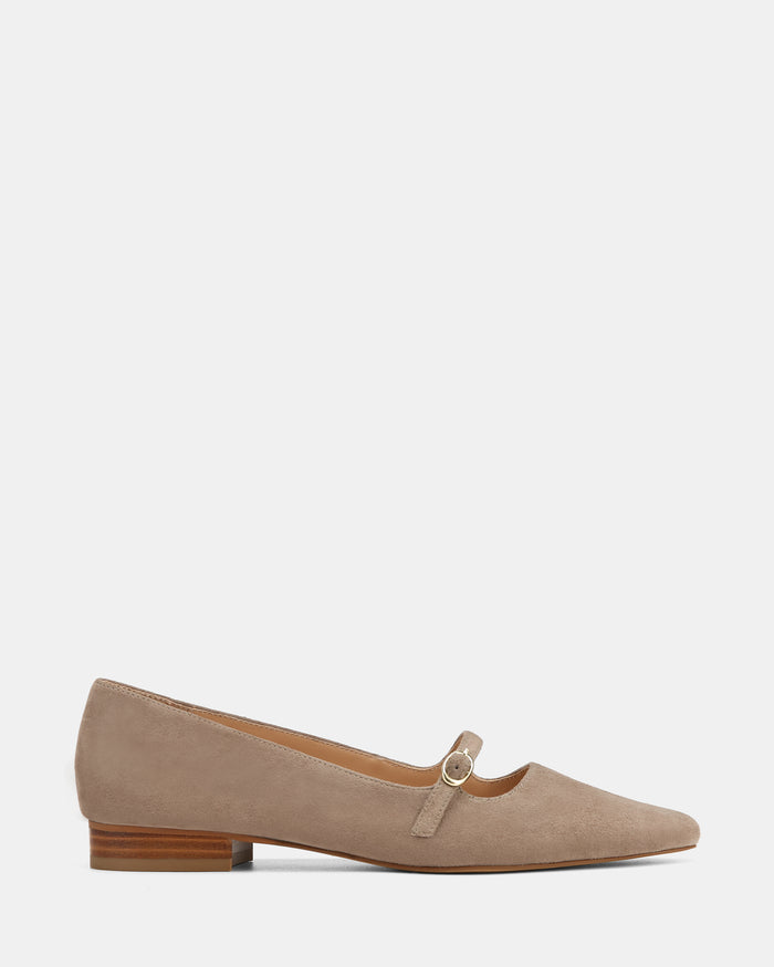 Carina Taupe Suede Leather Pointed Ballet Flat
