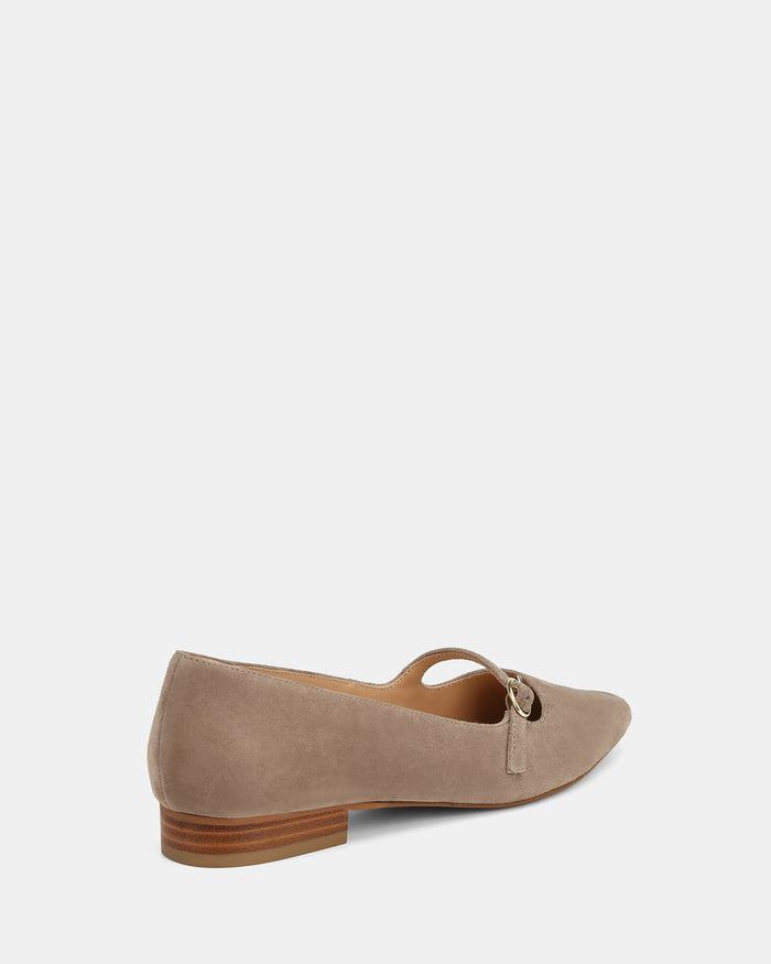 Carina Taupe Suede Leather Pointed Ballet Flat