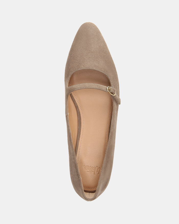 Carina Taupe Suede Leather Pointed Ballet Flat