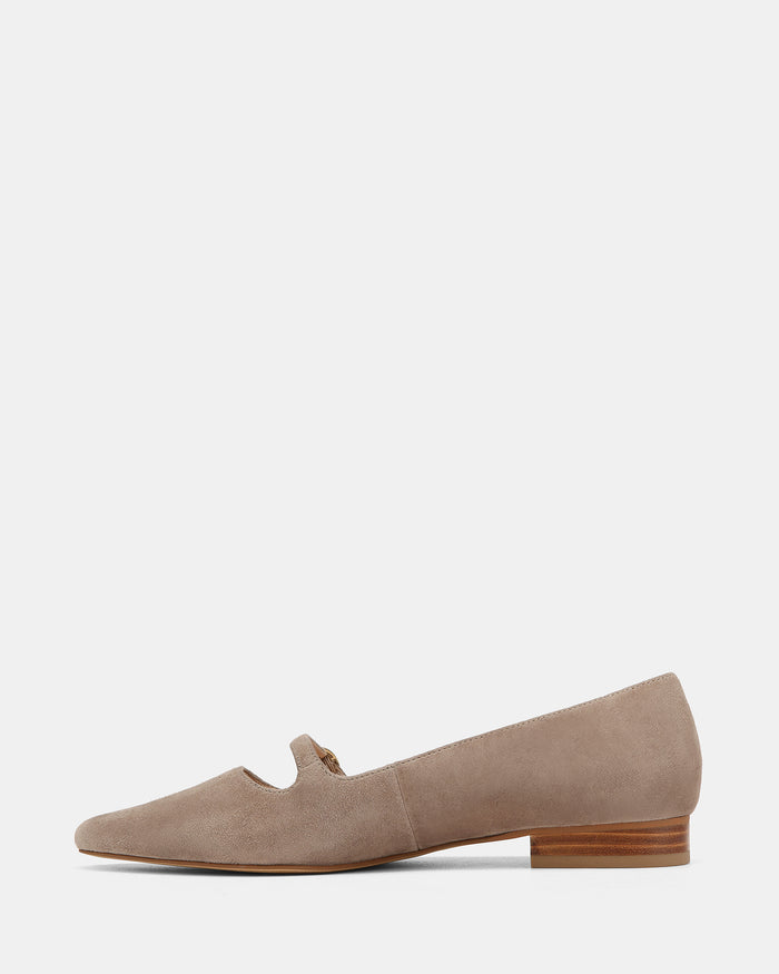 Carina Taupe Suede Leather Pointed Ballet Flat