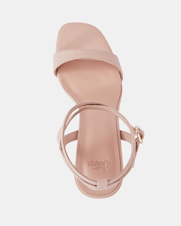 Colette Bisque Leather Block Heel