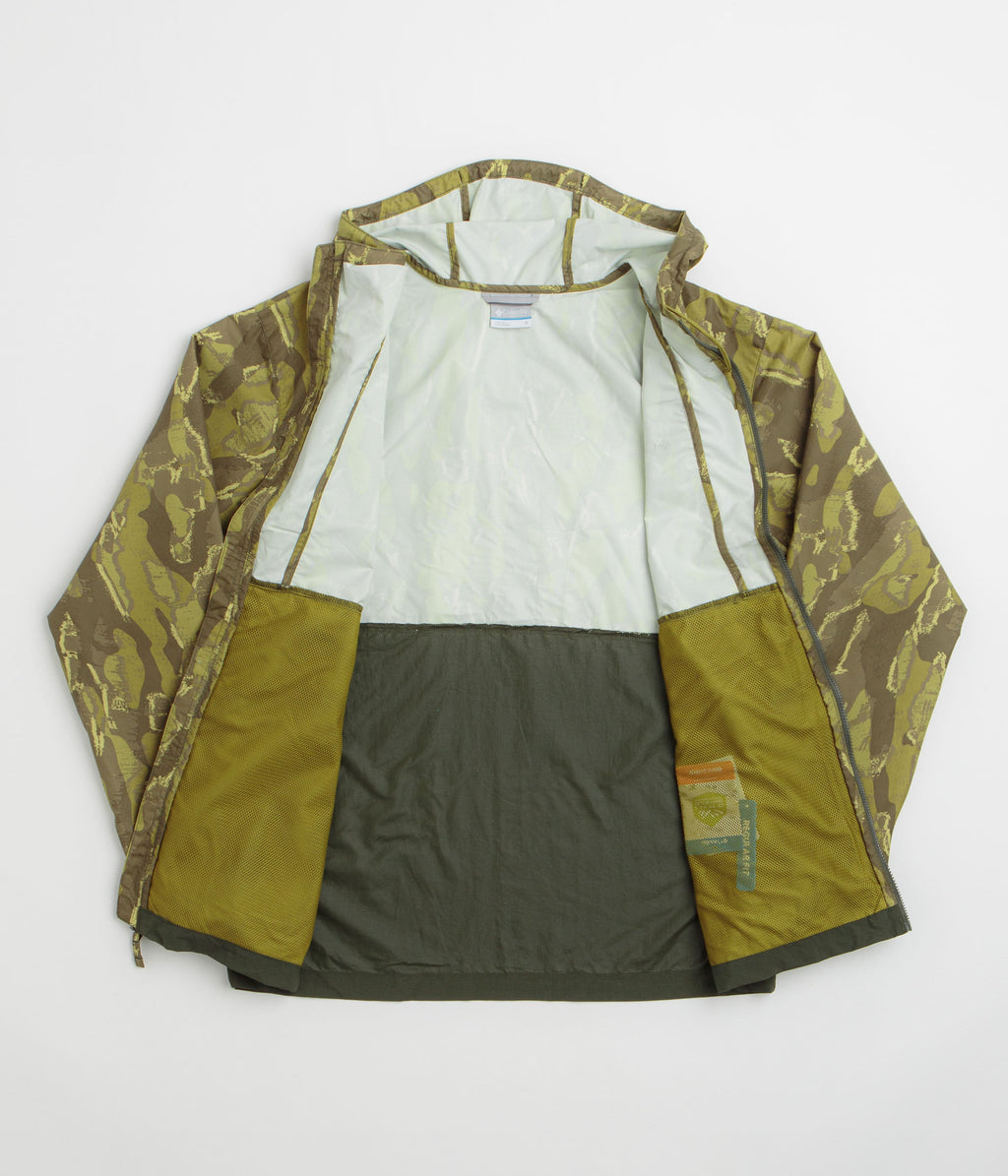 Columbia Spire Valley Printed Windbreaker Jacket - Mossy Green Treebark / Greenscape