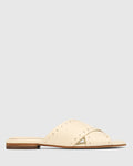Connie Vintage Ivory Leather Slide