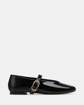 Dakota Black Crinkle Patent Leather Flat Mary Janes