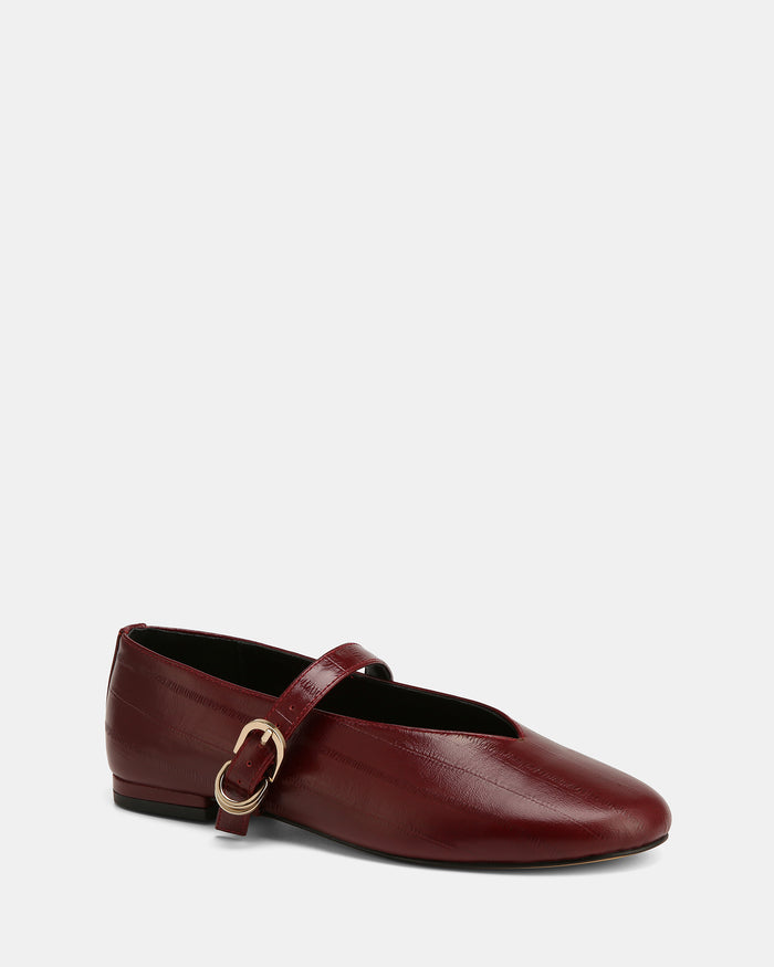 Dakota Wine Eel Leather Flat Mary Janes