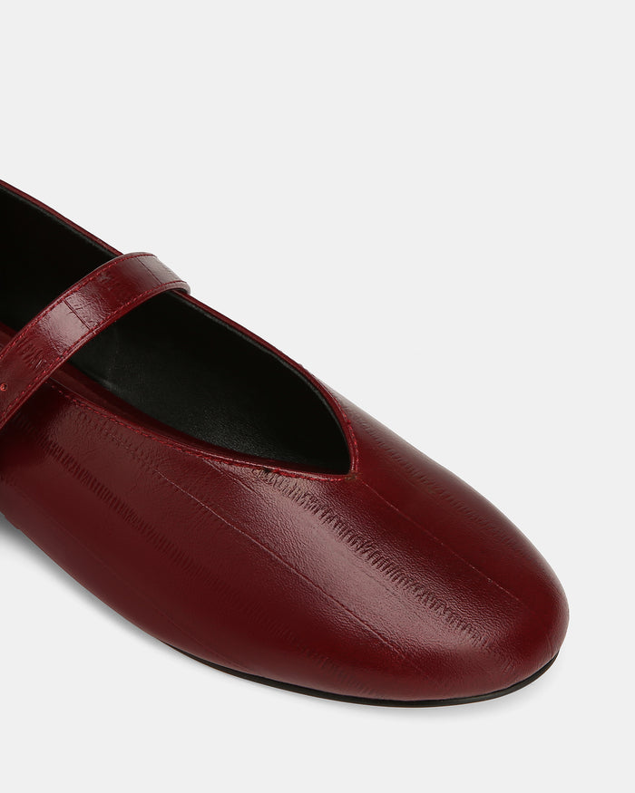Dakota Wine Eel Leather Flat Mary Janes