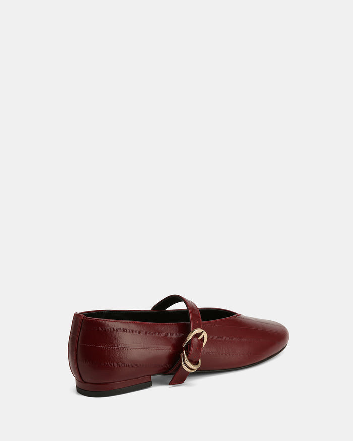 Dakota Wine Eel Leather Flat Mary Janes