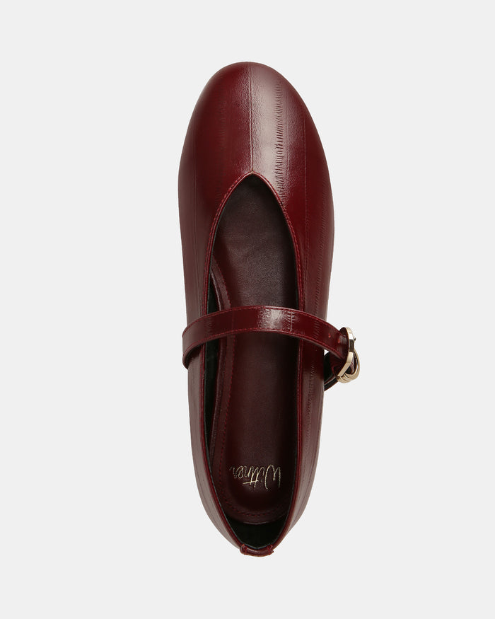 Dakota Wine Eel Leather Flat Mary Janes