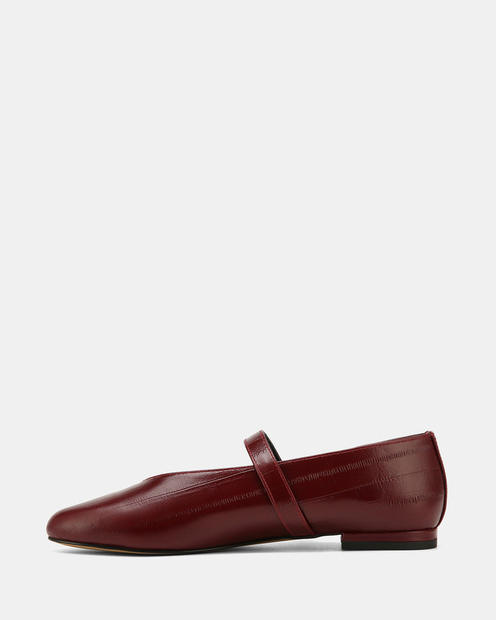Dakota Wine Eel Leather Flat Mary Janes
