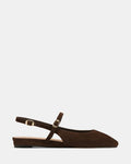 Dallas Espresso Suede Leather Flat Slingbacks