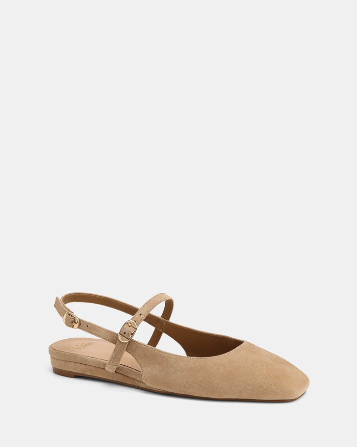 Dallas Fawn Suede Leather Flat Slingbacks