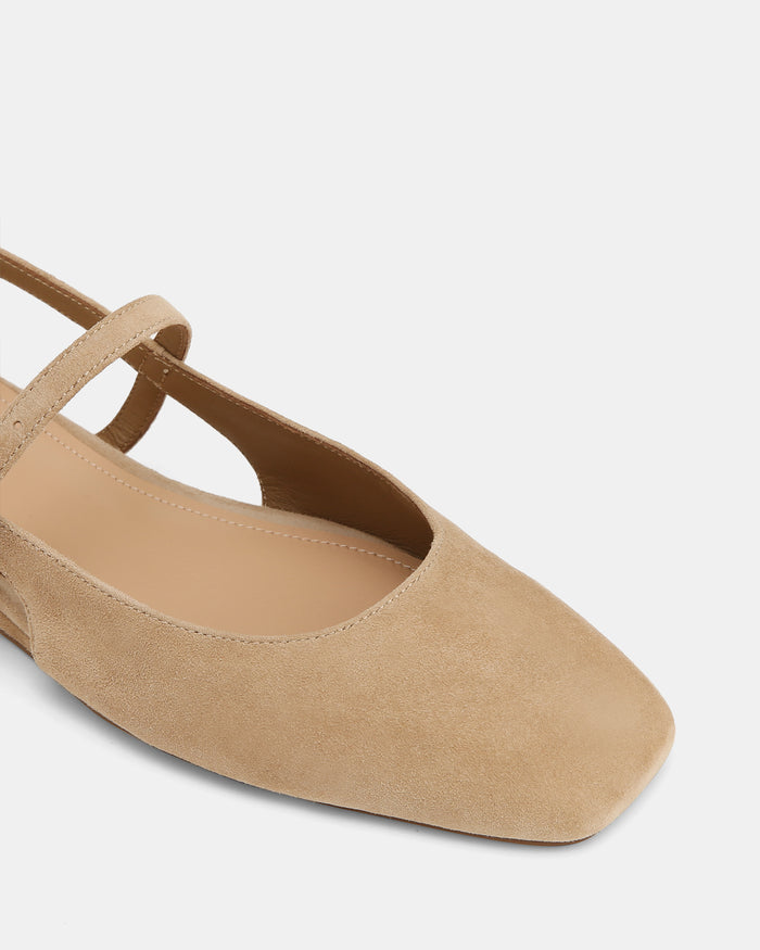 Dallas Fawn Suede Leather Flat Slingbacks