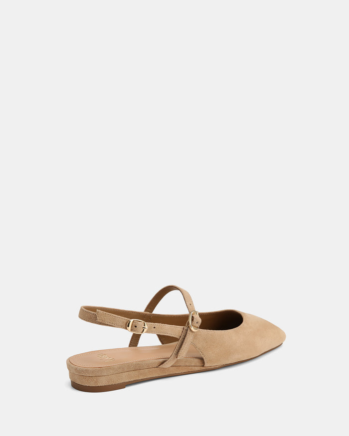 Dallas Fawn Suede Leather Flat Slingbacks