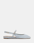 Dallas Soft Blue Suede Leather Flat Slingbacks