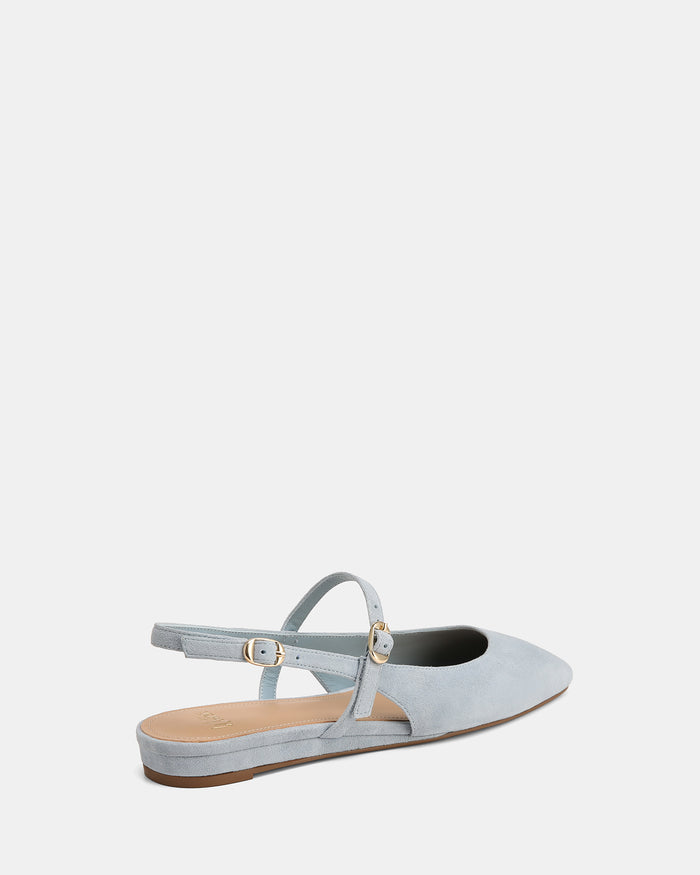 Dallas Soft Blue Suede Leather Flat Slingbacks