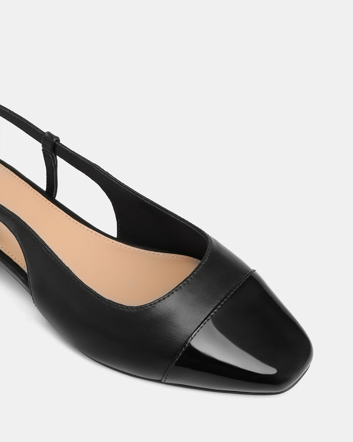 Dame Black Leather Flat Slingback