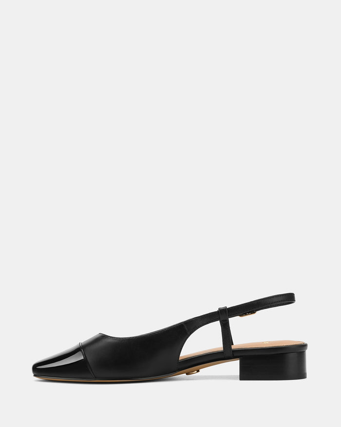 Dame Black Leather Flat Slingback