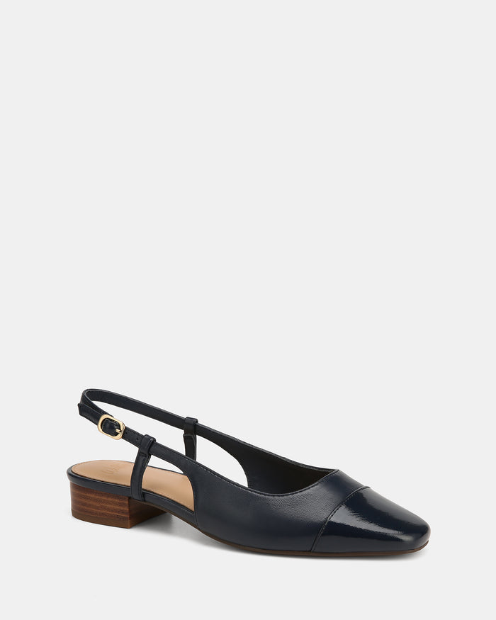 Dame Navy Leather Slingback