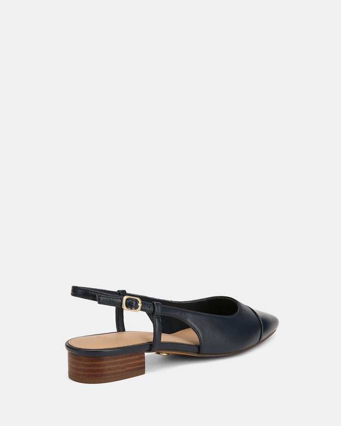 Dame Navy Leather Slingback