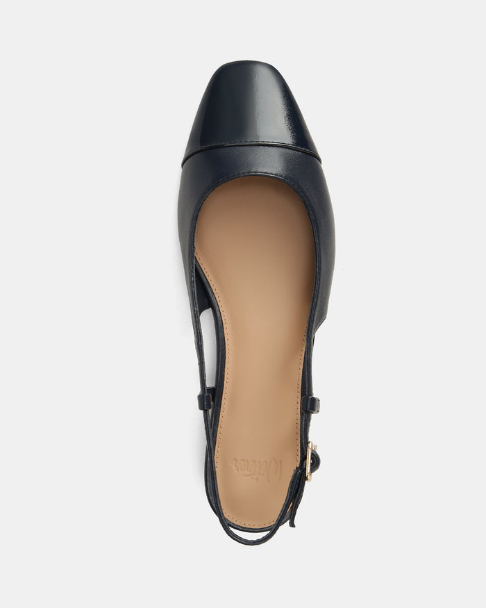 Dame Navy Leather Slingback