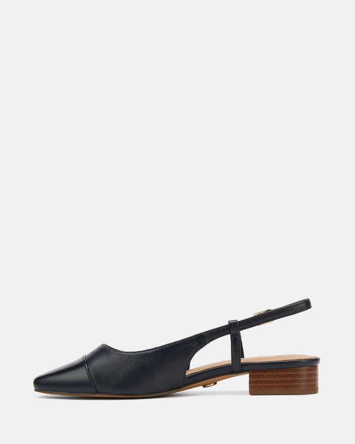 Dame Navy Leather Slingback