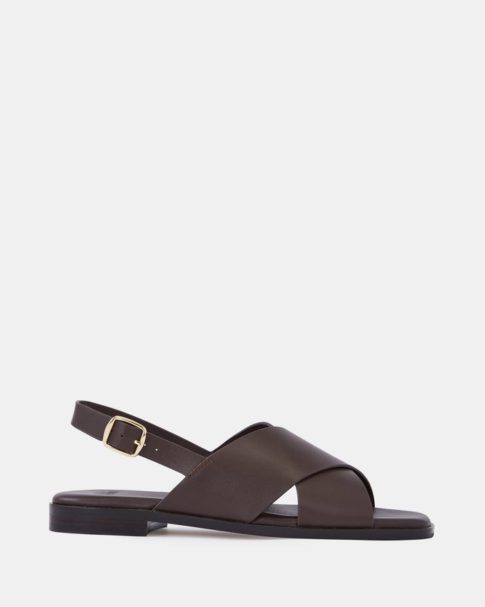 Deon Ebony Leather Sandal