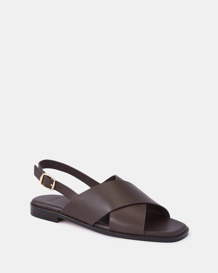 Deon Ebony Leather Sandal