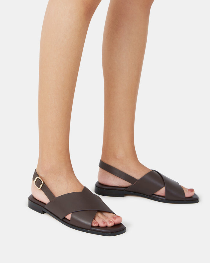 Deon Ebony Leather Sandal
