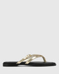 Esma Gold Reptile Embossed Leather Thong