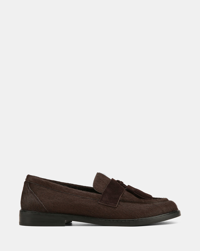 Evelyn Chocolate Textured Leather Loafer