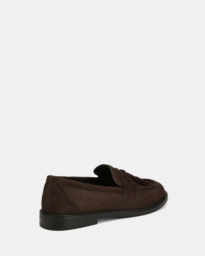 Evelyn Chocolate Textured Leather Loafer