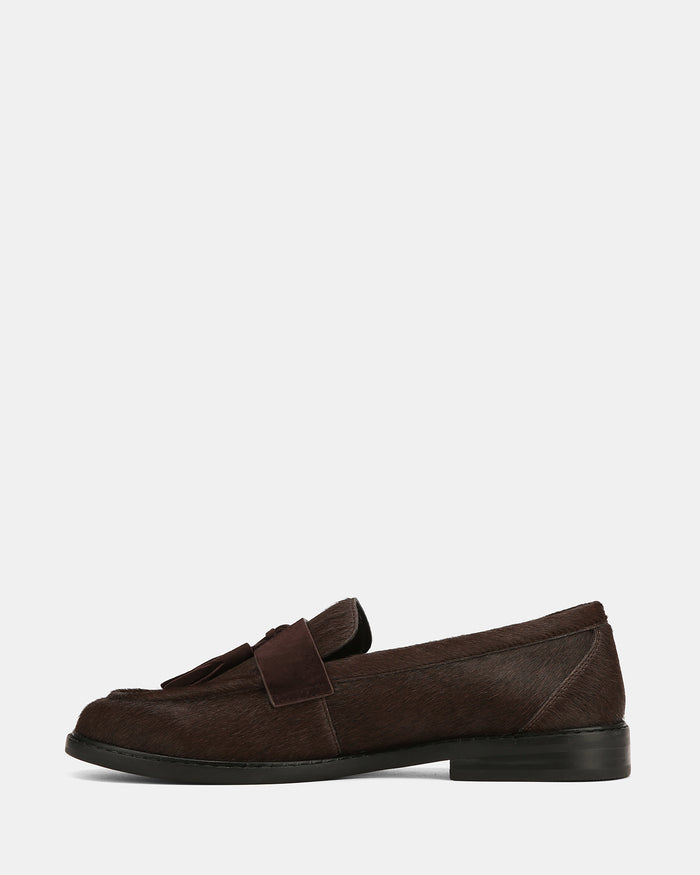 Evelyn Chocolate Textured Leather Loafer