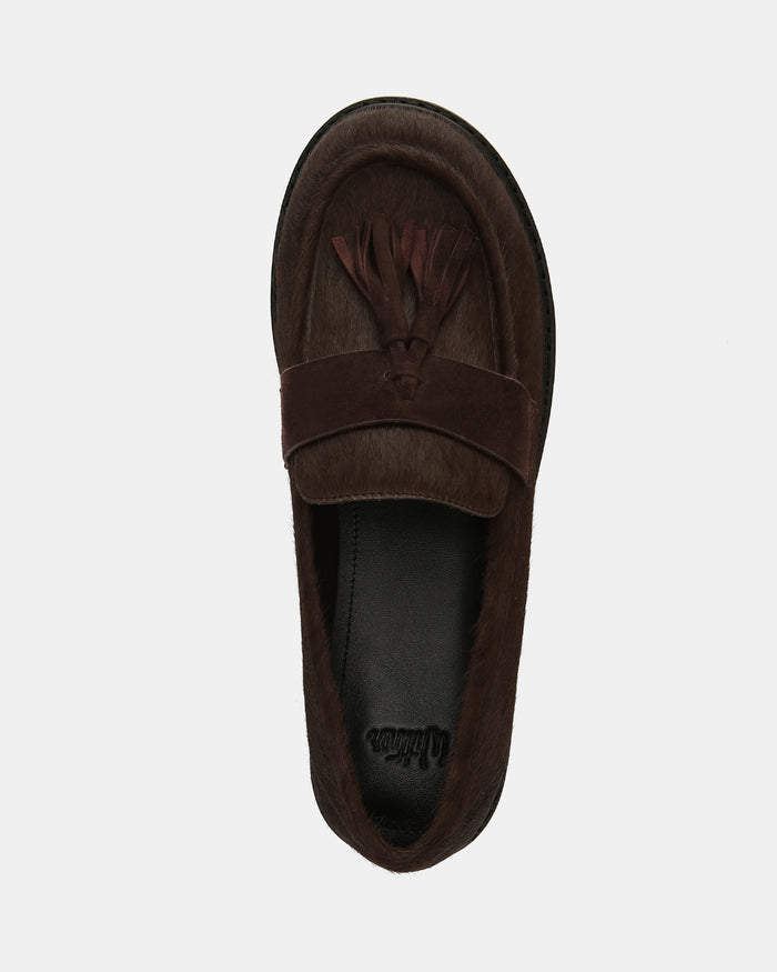 Evelyn Chocolate Textured Leather Loafer