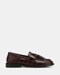 Evelyn Raisin Croc Embossed Leather Loafer